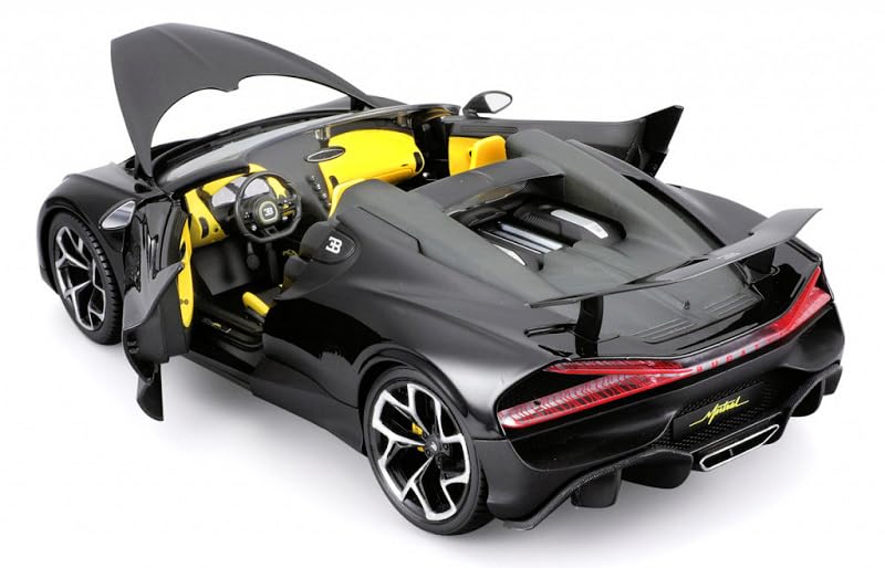 Image of Bburago - 1 /18 Scale Model Compatible with Bugatti W16 Mistral Sports Car Model Replica 2023 (Black)