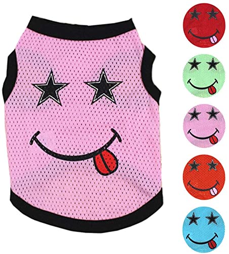 Alroman Dogs Mesh Shirts Pink Hollow Out Vest Clothing For Dogs Cats Xl Dog Vacation Shirt Female Dog Clothing Puppy Summer Clothes Girl Polyester Shirt Dog Cat Pet Small Clothes Vest T-Shirt Apparel #TOP1