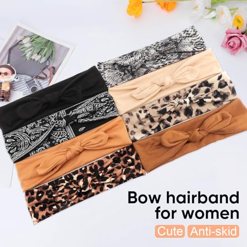 Image of DRESHOW 8 Pack Headbands for Women Yoga Knotted Headbands Elastic Criss Cross Hair Accessories Sports Head Wrap Non Slip