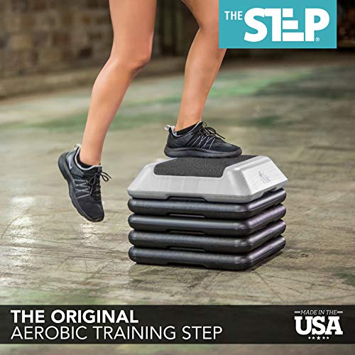 The Step High Step Aerobic Platform with High Step Grey Aerobic Platform and 4 Black Risers