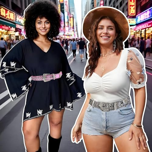 Unisex Western Rhinestone-Embellished Leather Belt - Sparkling Cowgirl/Cowboy Waist Accessory for Jeans, Pants & Dresses-White4