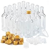 PELLAH GOODS 50 ml (1.7oz) Mini Small Glass Bottles With Leak Proof Gold Caps, Aluminum Lids, 24 Pack, For Liquor Wine Alcohol Ginger Shots Samples Decorative