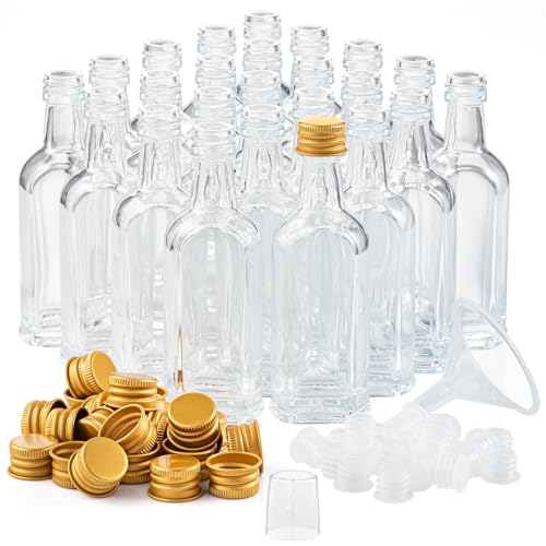 PELLAH GOODS 50ml Glass Bottles with Gold Caps, 24 Pack