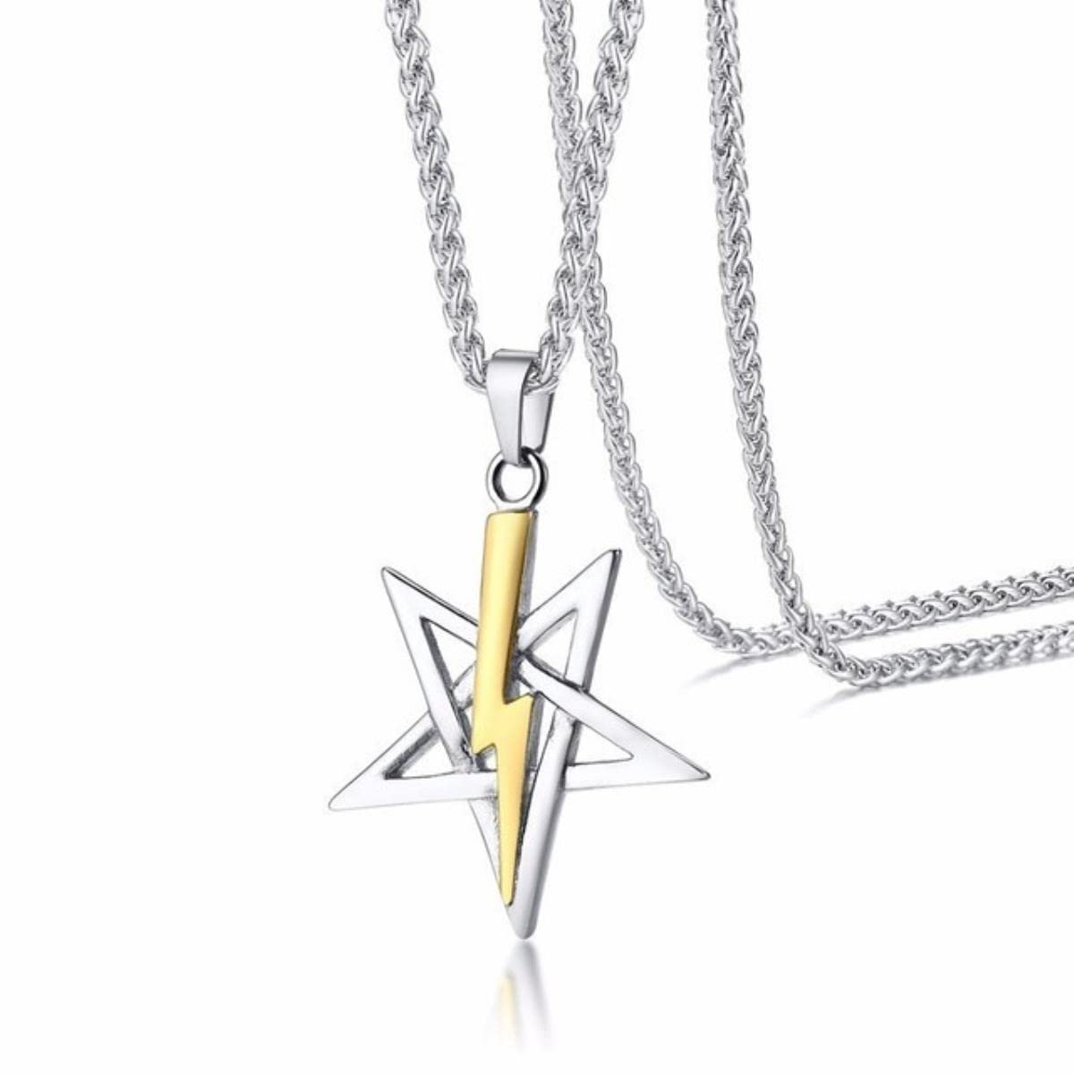 Yahoya Women's Pendant Necklace Church Of Satan Sigil Of Anton Lavey Stainless Steel Pendant Amulet Talisman Sign Necklace