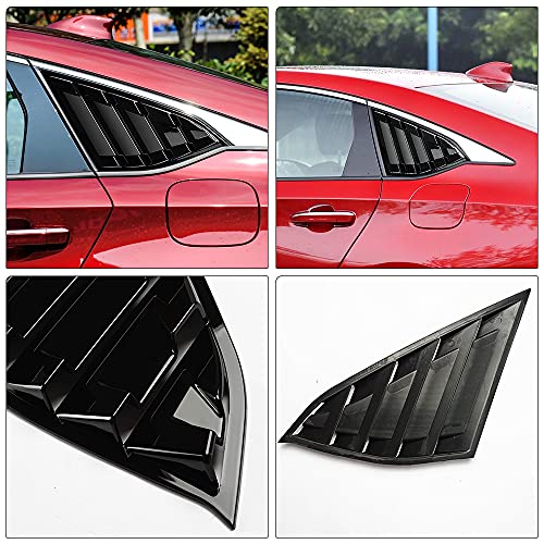 Dloveg Rear Side Window Louvers Compatible For Honda Accord 2022 2021 2020 2019 2018 Accesories Sport Style Air Vent Cover (Bright Black) #TOP1