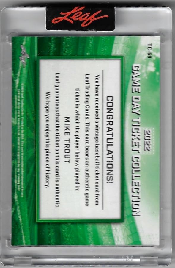 Mike Trout 2022 Game Day Ticket Collection Friday, May 12, 2017 Collectible Baseball Card - 2022 Leaf Trinity Baseball Card #TC-69 (Angels)