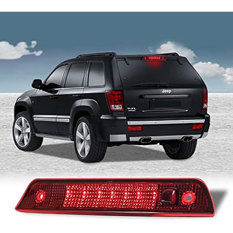 Guoord High Mount 3rd Stop Brake Lights, Compatible with 2005-2010 Jeep Grand Cherokee Third Center Cargo Reverse Rear LED Brake Light Bar Taillight Two Rows (Red) Cover