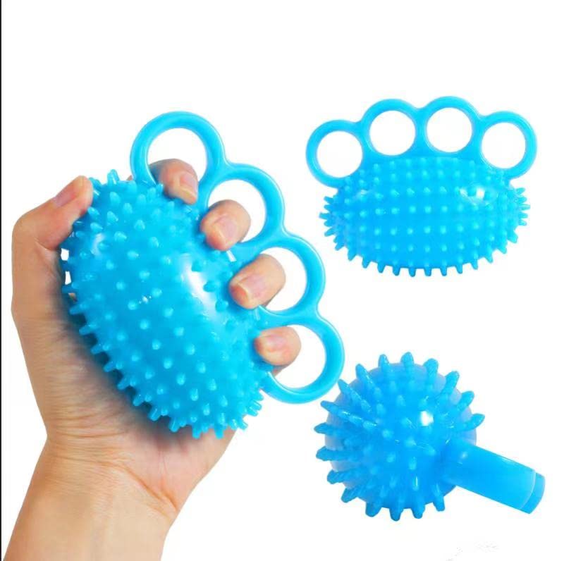 Hand Grip Exerciser Strengthener,Four Finger Exerciser Ball and Hand Exercisers for Strength,Squeeze Ball and Stress Balls for Adults,Therapy Ball for Hand Cramps and Recovery, Blue