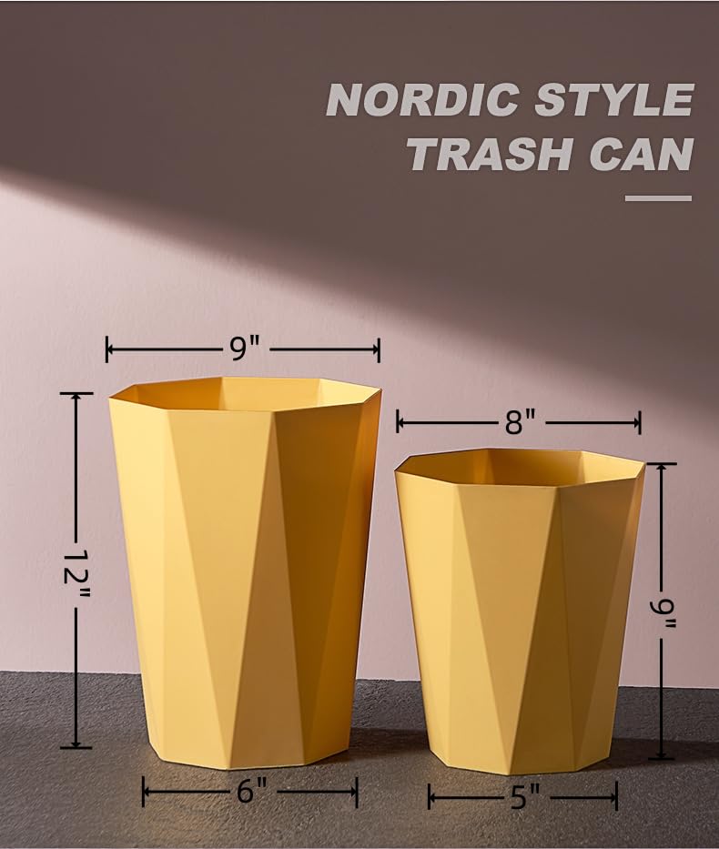 Miniatura 2 de Elegante cubo de basura pequeño de plástico poligonal, contenedor de basura para baños, cocinas, oficinas en casa, habitaciones de los niños, 2.6