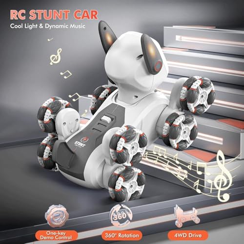 Image of Amitasha Remote Control Transform Robot Dog 8x8 RC Drift Car 8WD Toy with Light and Music 8 Wheel Drive 360 Stunt Car, Birthday Gifts for Boys Kids