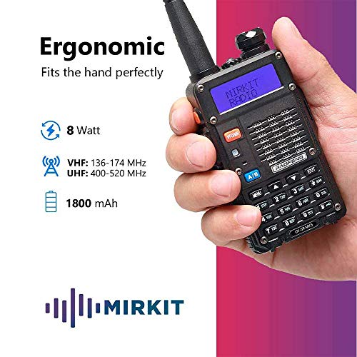 2PCs Baofeng Radios UV-5R MK5 8 Watt MP Max Power 2020 1800 mAh Li-ion Battery with Programming Cable Compatible for Baofeng Two Way Amateur Ham Radio Walkie Talkie, Mirkit Edition - Thumbnail 2