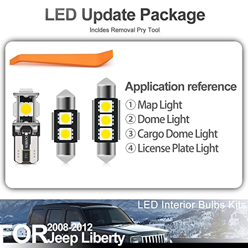 Kit 7 luces LED blancas interiores para Jeep Liberty 2008-2012 miniatura 7