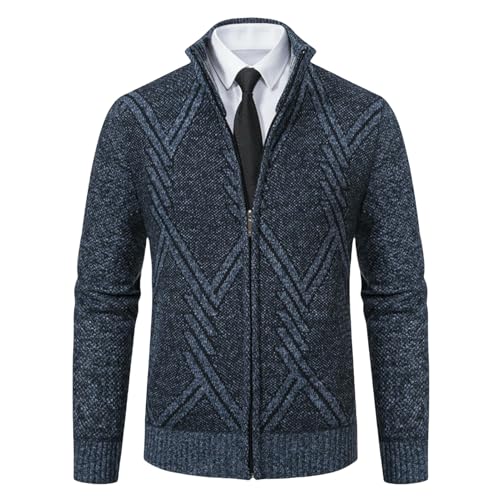 Cardigan en tricot homme manches longues chaud hiver col montant