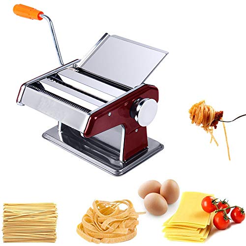 Nudelmaschine Pasta-Maschine Edelstahl Pasta Rollen-Maschine manuelle Nudel-Maschine Nudelschneider 6 Einstellbare… – Bild 3
