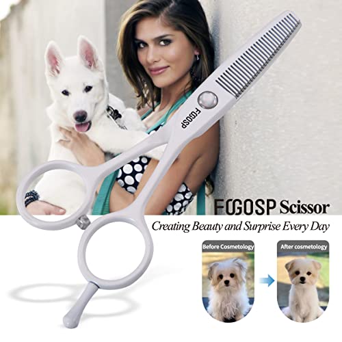 Fogosp 5 In Thinning Shears For Dogs Grooming Face For Small Dogs Eyes Face Paw Professional Small Cat Grooming Scissors(5" Blender,White) #TOP5