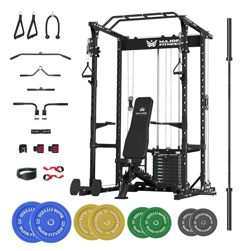 Image of MAJOR FITNESS Power Cage Drone1 Premium- Multi-Function Power Rack for Home Gym, Squat Rack with Pull-up Bar, Cable Crossover System, J-Hooks, for Strength Training, Heavy-Duty Steel Construction
