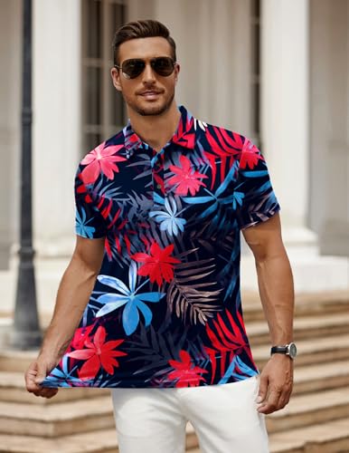Image of COOFANDY Men's Polo Shirt Golf Quick Dry Performance Short Sleeve Moisture Wicking Athletic Polo Collared Tennis T-Shirt