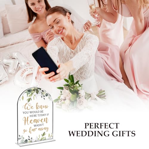 Wedding Memorial Sign,Heaven Wasn\'t So Far Away Sign,Weddings Supplies 5x7 Inch, Wedding Decor Loving Memory Sign for Ceremony Reception,Arch Acrylic Table Signs for Wedding, Anniversary (Botanical)