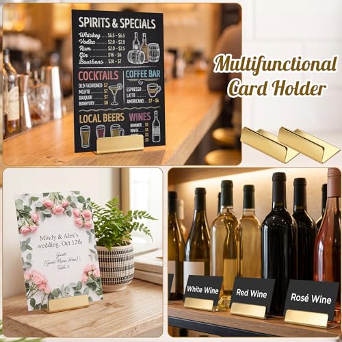 Image of 30 Pcs Table Number Holders Gold Glossy Finish | Metal Place Card Stands for Weddings Parties, Display Price Tags Food Signs, Restaurants Events, 1.6 inchx0.5 inchx0.6 inch
