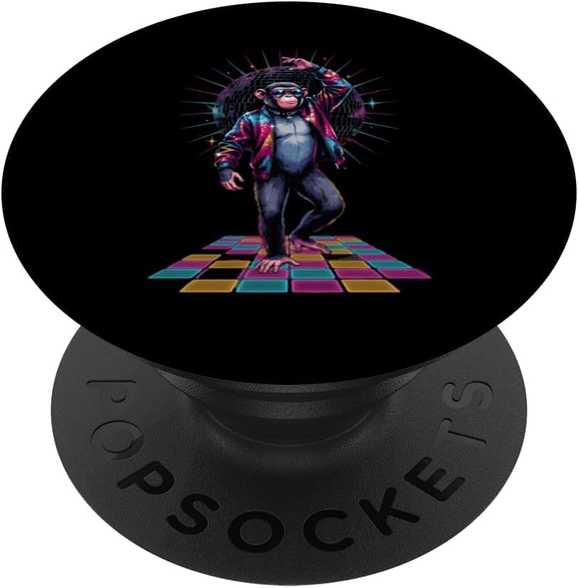 Disco Ball Monkey Dance Club Disco Dancing Party PopSockets Adhesive PopGrip
