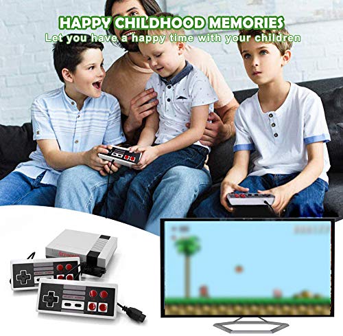 Burcica Retro Game Console, Classic Mini Video Games Consoles with 620 Games Built in 2 Controllers for NES Style AV Output (Grey)