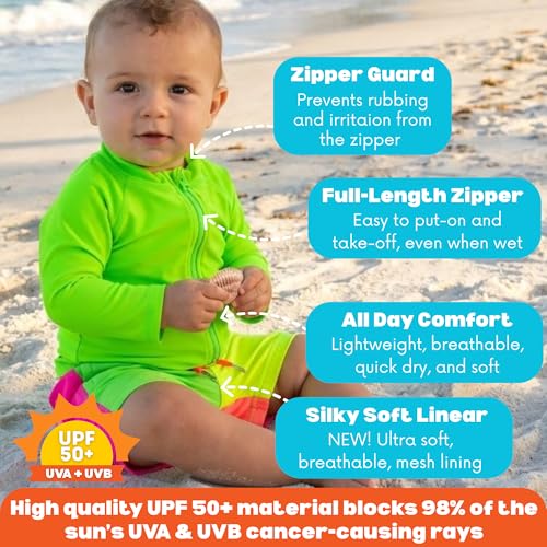 Image of SwimZip Boys' Long Sleeve Rash Guard & Swim Shorts Set - UPF 50+ Sun Protection