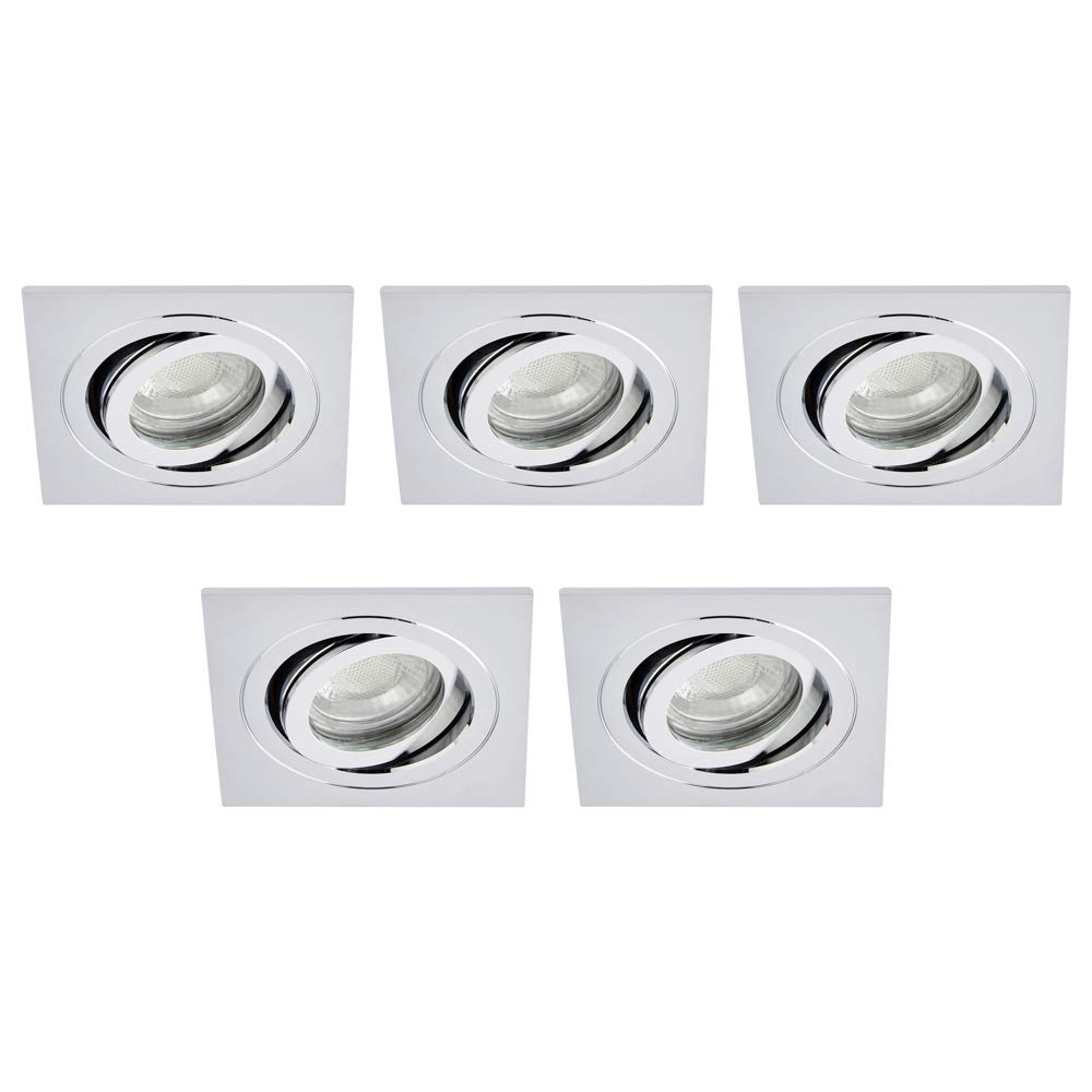 Litecraft Pack Of 5 Chrome Modern Ip65 Square Tiltable Bathroom Downlights from B&Q
