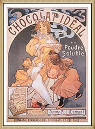 Amazon.co.jp: Poster Alphonse Mucha Alphonse Chocolat Ideal Framed