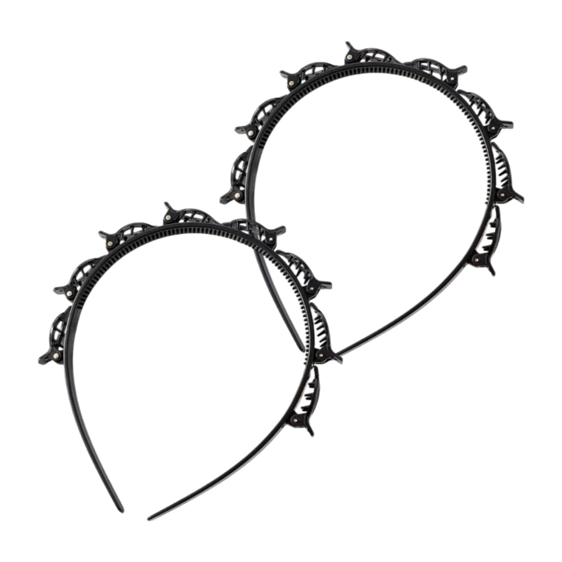 Diadema con Pinzas y Horquilla de Doble Flequillo, Diademas con Clips de Plástico Unisex Negro