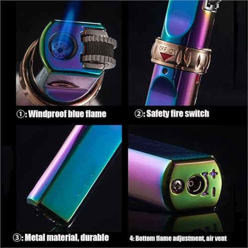 Encendedor de metal resistente al viento con rueda retro y llama ajustable 5