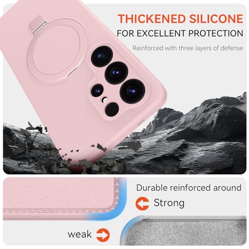Vanxiliiy for Galaxy S26 Ultra Case with Stand, Slim Liquid Silicone Phone Cases for Samsung Galaxy S26 Ultra Compatible with MagSafe Magnetic Ring Kickstand Case Full Camera Protection, Pink by Vanxiliiy - Used condition - Image 6