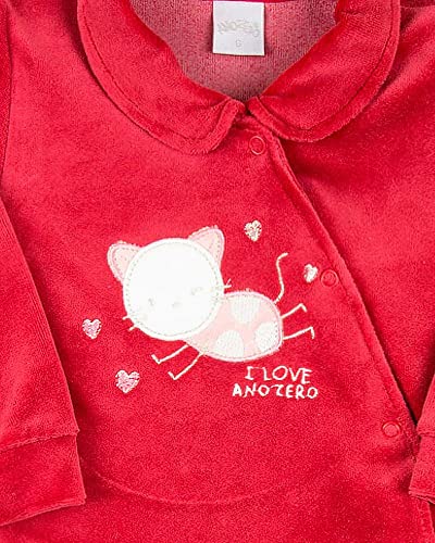 Macacao Bebe Menina Plush com Pezinho Bordado Gatinha - Bordo