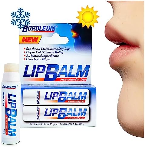 Natural Lip Balm by Boroleum | Best Chapped Lip Moisturizer for Dry Cracked Lips | All Natural Ingredients for Men Women and Kids | 4.25 gr. Tubes, 2 Lip Balms Per Pack