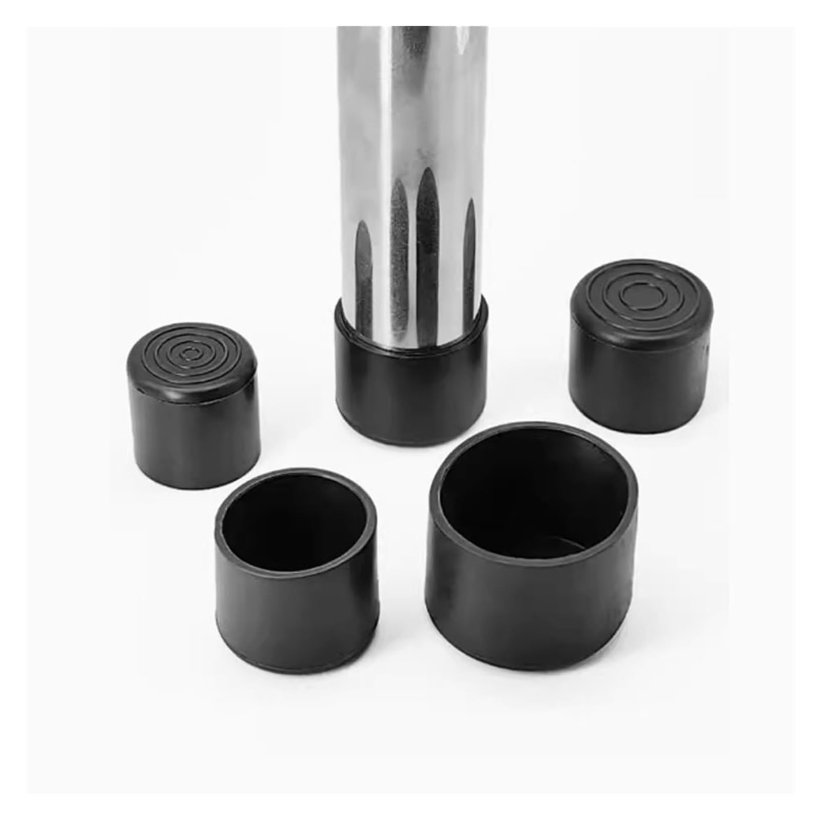 Tappo for tubo con manicotto in gomma morbida in PVC nero