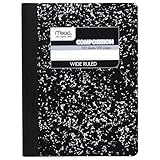 Mead Composition Notebook, Wide Ruled Paper, 7-1/2' x 9-3/4', 100 Sheets, Black Marble (09910)