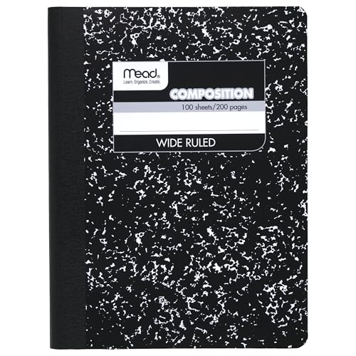 Mead Composition Notebook, Wide Ruled Paper, 7-1/2" x 9-3/4", 100