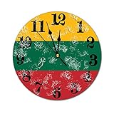 Higoss Wanduhr mit Litauen-Flagge, moderne runde Wanduhren, batteriebetrieben, große Zahlen, hängende Uhr für Küche, Zuhause, Büro, Badezimmer, Schlafzimmer, 25,4 cm