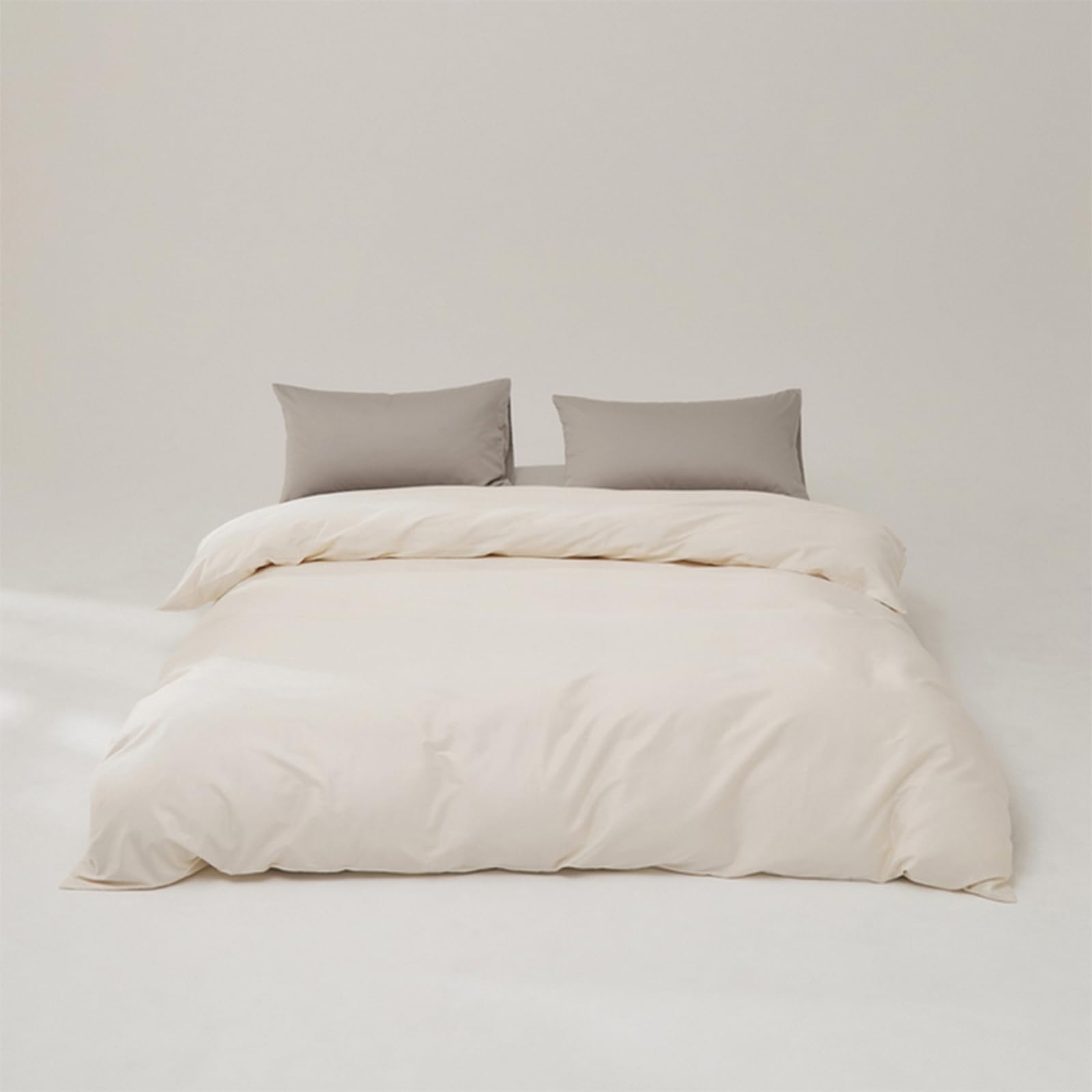 Housse de couette 150x200cm blanc en coton durable pour lit simple