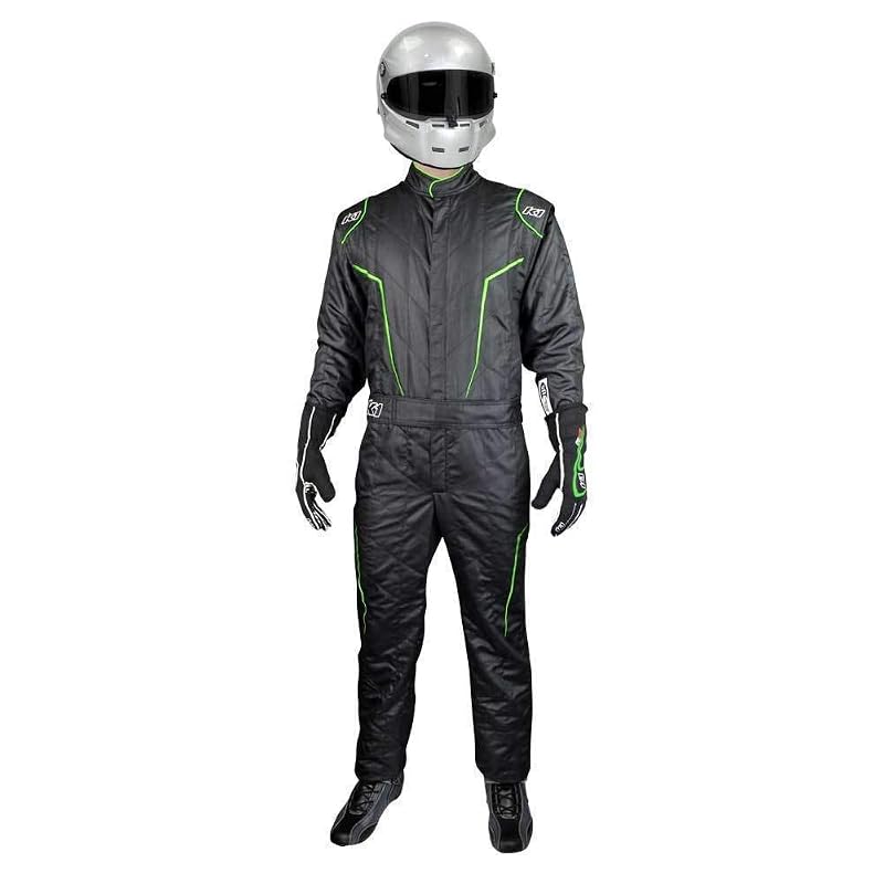 Macacão de Corrida Automobilística K1 Outlaw Adulto em Nomex® com Certificação SFI 3.2A/5 Preto e Cinza, 5X-Large