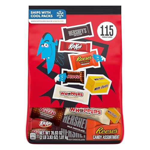 Hershey Miniatures Assorted Flavored, Halloween Candy Bulk Bag, 35.93...