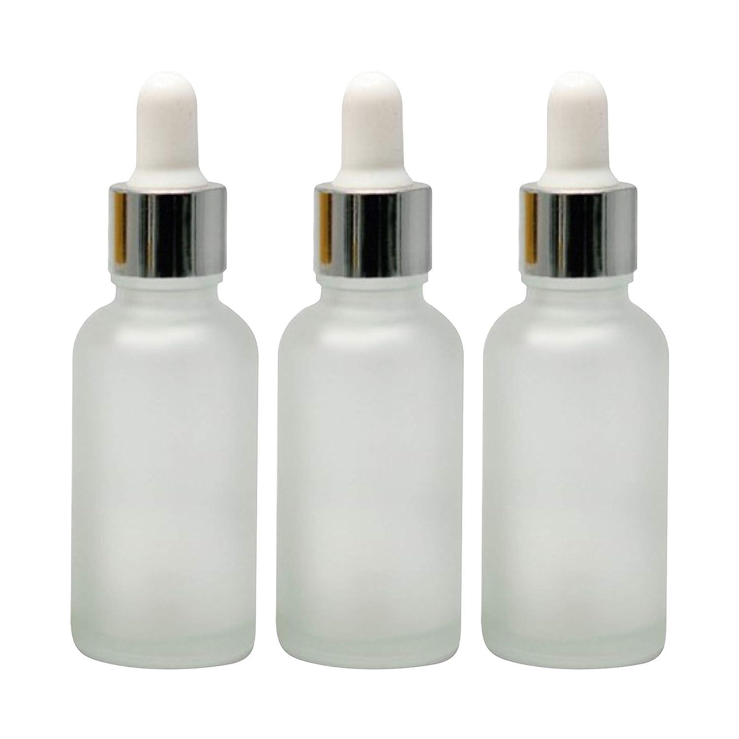 B.H.Industry Empty Glass Bottle with Silver Plating Dropper For Essential Oils, Fragrances, Perfumes,Serum Bottles (30 ml) - Pack of 3