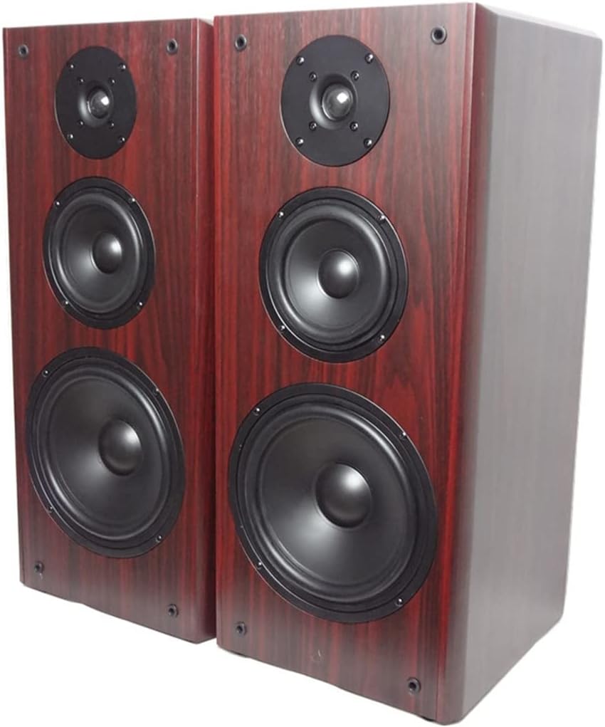 80W 8 Inch High Medium and Low Three-Way Frequency Bookshelf HiFi Speaker Wooden Passive Floor Front Speaker