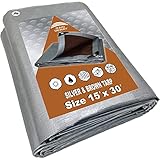 Tarps Heavy Duty Waterproof 15x30 Feet, 10Mil Multipurpose Large Tarp Cover with Metal Grommets and