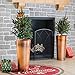 UltiTeque 28in Tall Copper Planters Set of 2,Galvanized Steel Tall Outdoor Planter for Indoor/porches- Copper Color(2planters,2inner pots with Holes,2trays)