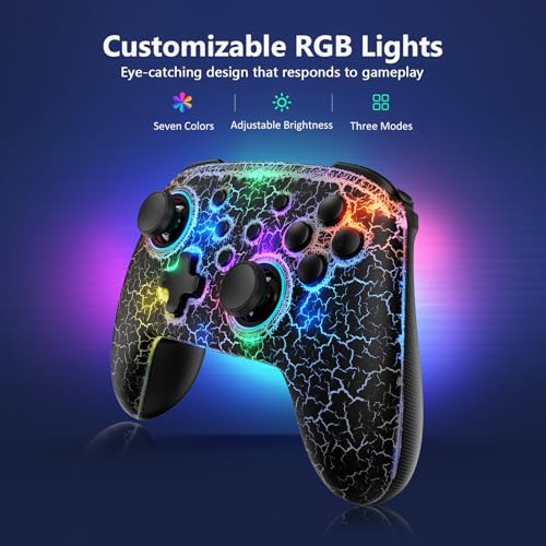 Image of NexiGo Hall Effect Wireless Controller (No Deadzone) for Switch 2 and Switch, Controllers for Nintendo Switch, Bluetooth Switch Controller, Turbo and LED Light (Lightstorm)