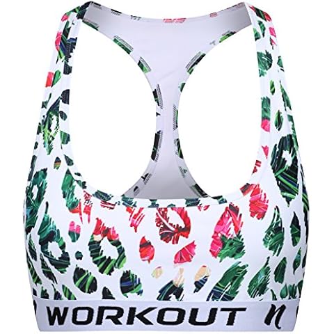 Nessfit® Women's Sport Bra Compression Top Running Fitness Gym Supported Workout Racer Back (Small, Savage - Bra) Cover