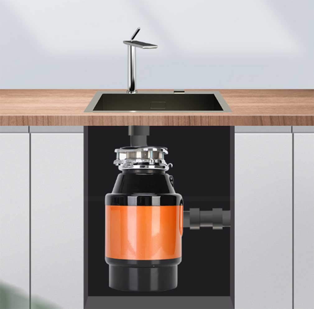 Durable Broyeur d'évier Éliminateur de Déchets Pratique,Poussoir pour déchets Verts,Protection Anti-surchauffe et Anti-Surcharge Protection Contre Les bruits Cuisine, Black
