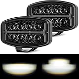 SUFEMOTEC 6x10 Inch 200W LED Headlights, Square Driving Light, 12V-48V, White, High Low Beam, Amber DRL, Aluminum, Truck Exterior Fog Lights