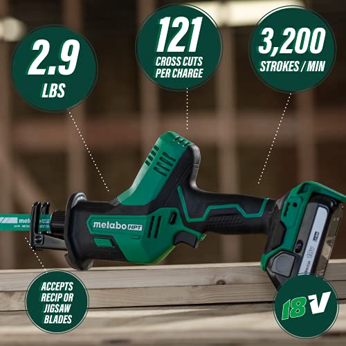 Metabo Hpt 18V Multivolt™ Cordless Reciprocating Saw | One-Handed Design | 3,200 Strokes Per Minute | Accepts Reciprocating Or Jig Saw Blades | Lifetime Tool Warranty | Cr18Daq4 #TOP1