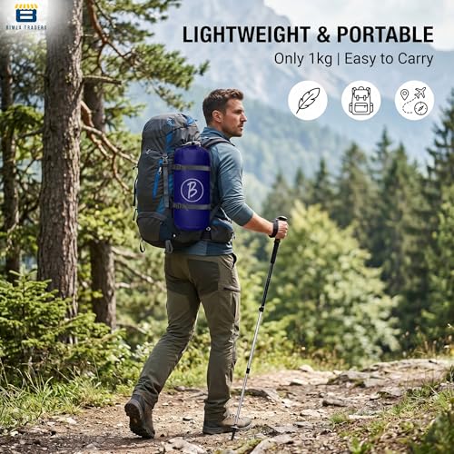 Image of Sleeping Bag for Camping & Travel | Regular Size Lightweight Sleeping Bag (1kg) | Comfortable, Easy to Carry & Store. Pack of 1 (Navy)